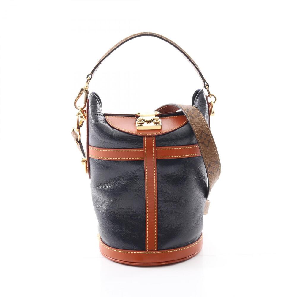 Louis Vuitton Monogram Reverse leather duffle bag Navy Blue brown